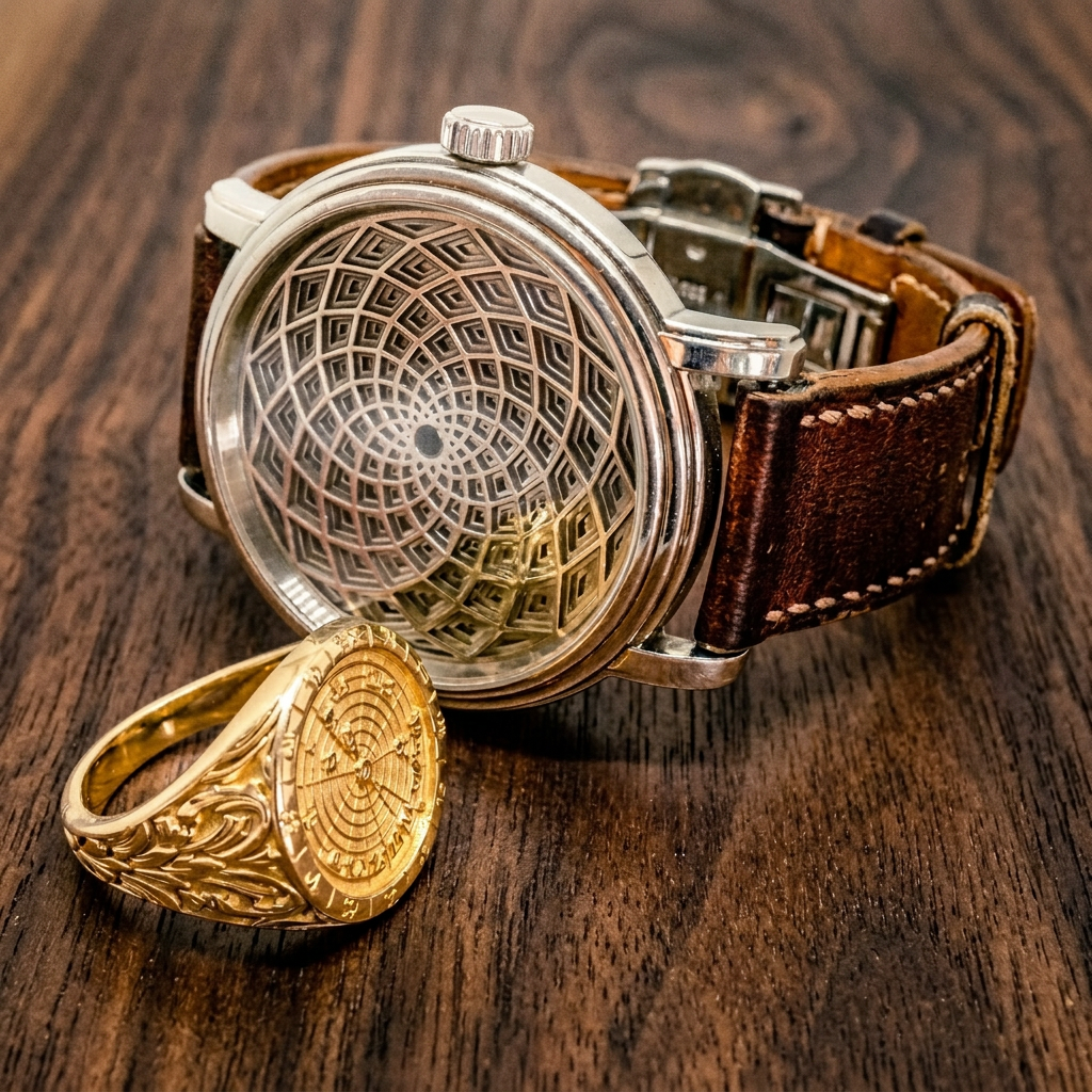 SkySignet ring alongside watch